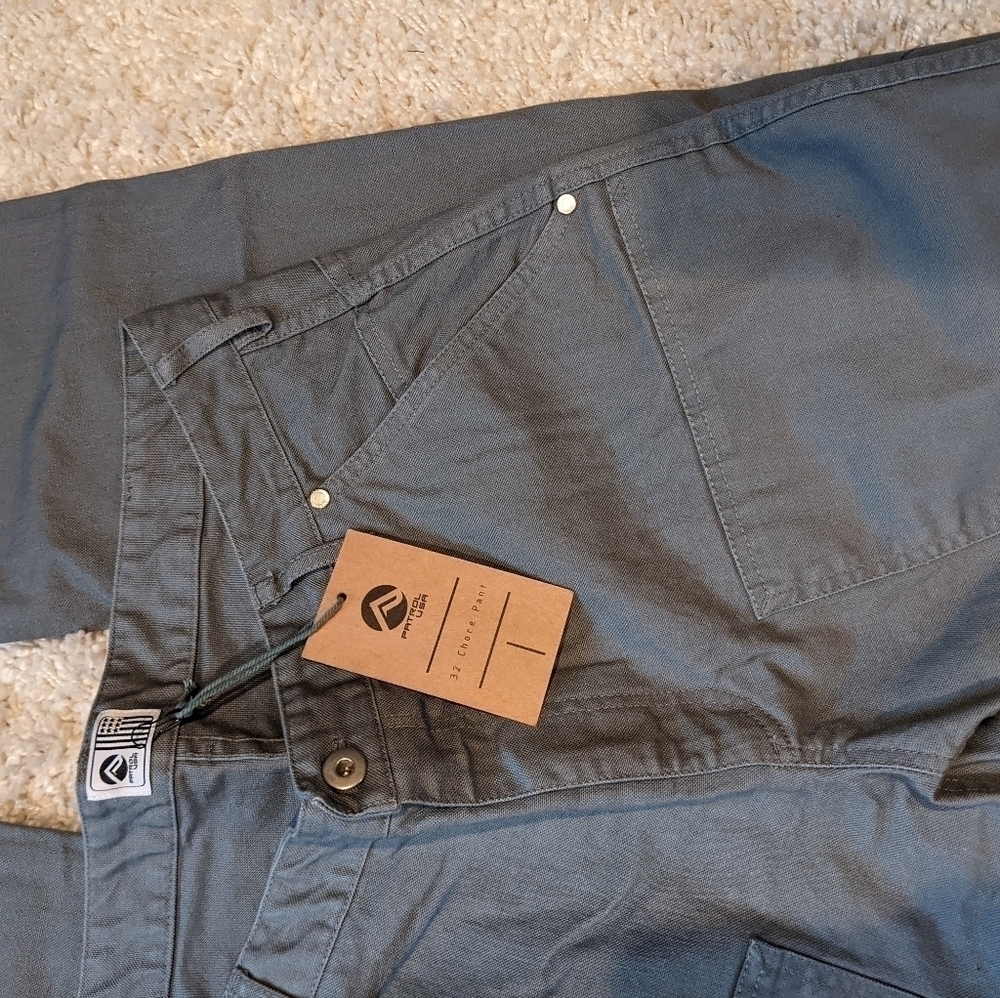 NWT Patrol USA .32 Chore Pants Gray 34x34 Handmade in the USA - Picture 7 of 7